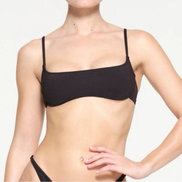 SKIMS | Women's Micro Scoop Bikini Top Black Size XL NWT Beach Pool Vacation - Picture 1 of 8